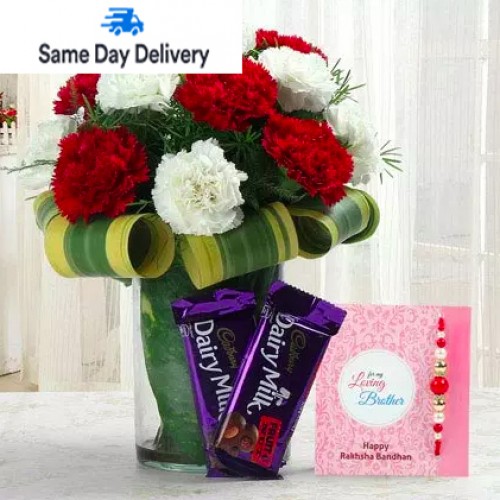 Rakhi Chocolates with Carnations